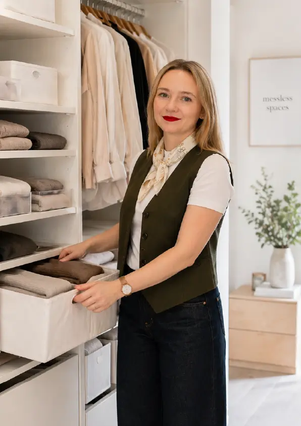 Professional organizer Professional organizer in Vienna, Austria, Germany, Poland Luxury home organization services Decluttering services Home organization Relocation services Luxury home Kinga Kasprzycka Professional organizer in Vienna consulting with a client Luxury home organization service by Messless Spaces Decluttering and home organizing expert in Austria Organized luxury wardrobe designed by a professional organizer Home organization consultation in Vienna Professional decluttering services for modern homes Relocation coordination and unpacking service Minimalist and organized living space Custom home organization systems for busy families Professional organizer Kinga Kasprzycka Luxury kitchen organization project Organized pantry designed for functional living Calm and clutter-free living room interior Premium home organization services in Europe Professional organizer helping clients declutter their home Portrait of professional organizer Kinga Kasprzycka Founder of Messless Spaces Professional organizer based in Vienna, Austria